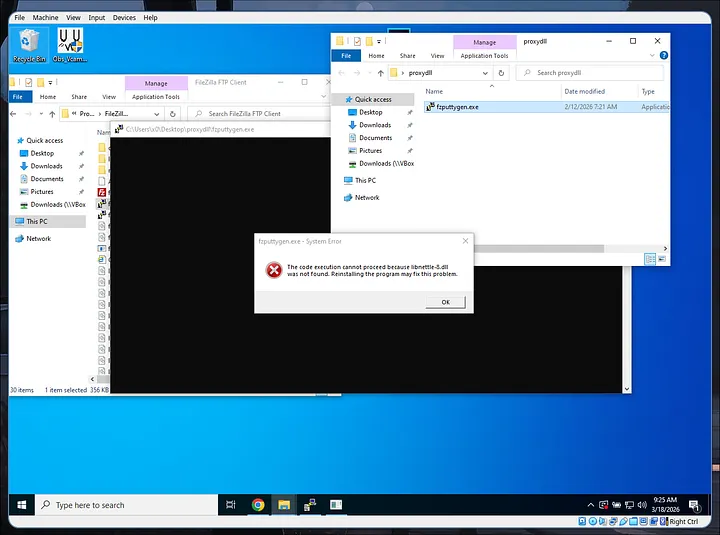 fzsftp.exe sample error missing dll