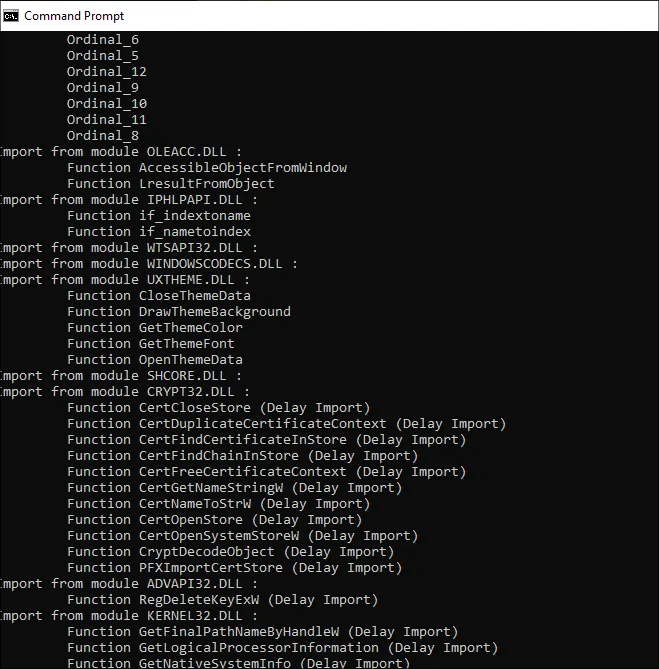 dependencies.exe output