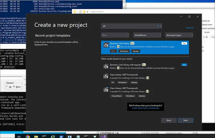 visual studio create dll project